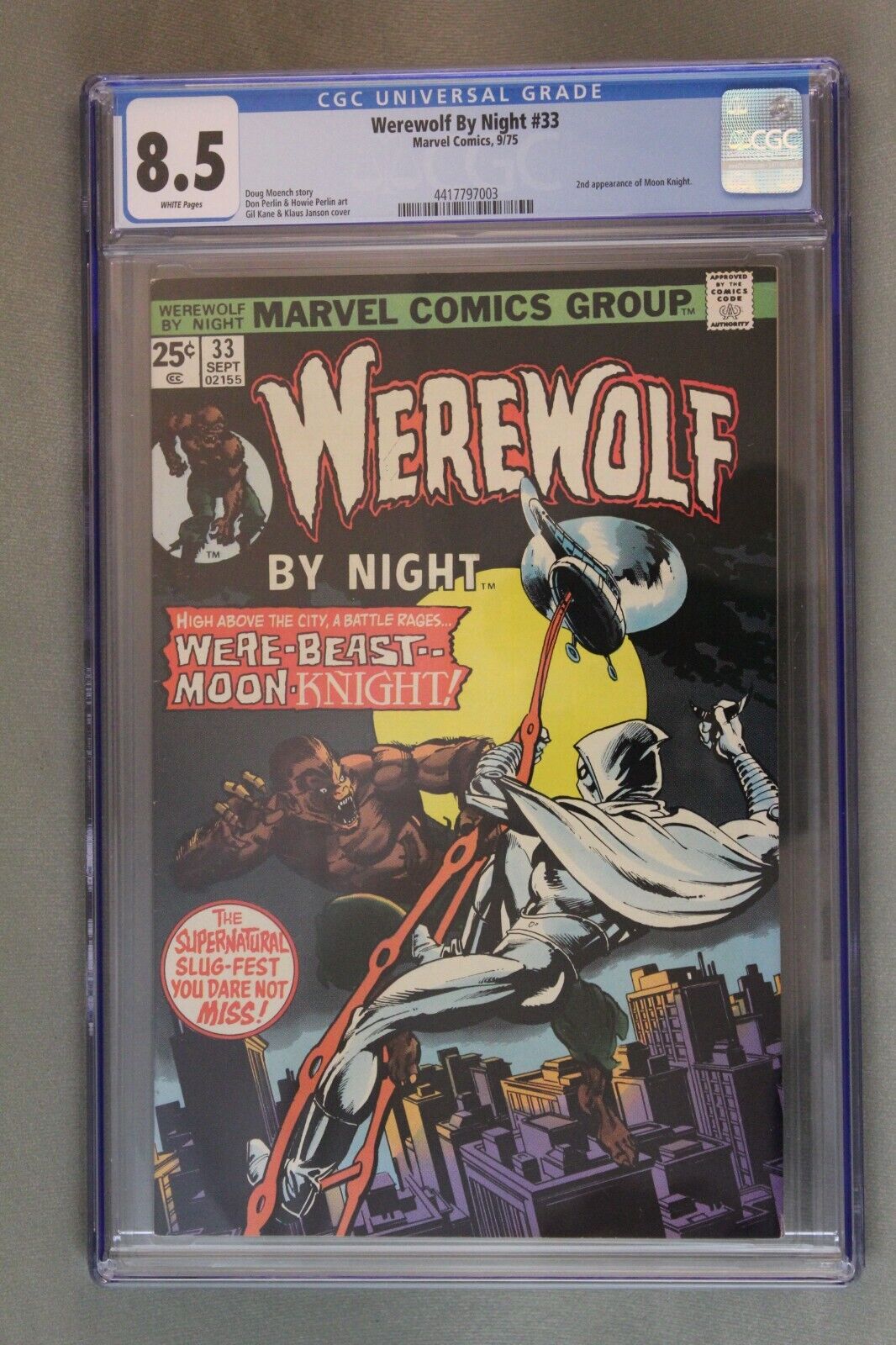 Werewolf By Night #33, 9/75 ~ CGC Graded at 8.5, Gil Kane & Klaus Janson - Cover