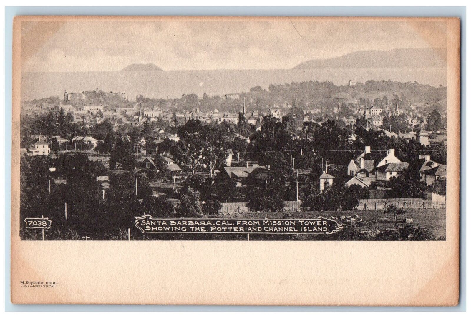 c1905\'s Potter And Channel Island From Mission Tower Santa Barbara CA Postcard