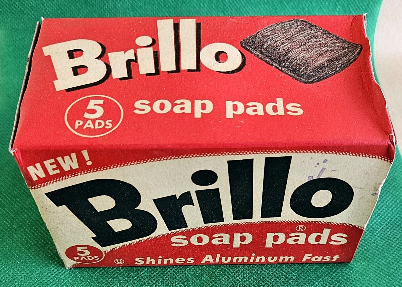 1950's Vintage Brillo Soap Pads Unopened Box of 5 Soap Pads