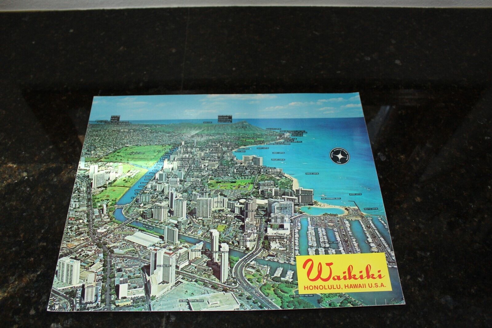 Vintage Giant Postcard Waikiki Honolulu, Hawaii Unposted Ariel View Buildings