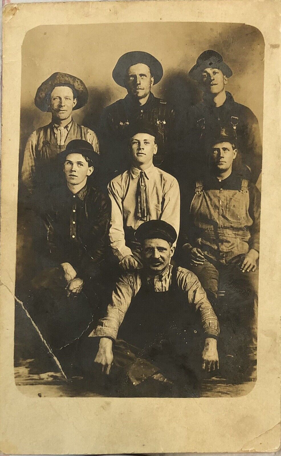 Postcard RPPC Group  Portrait Of 7 Men. Vintage