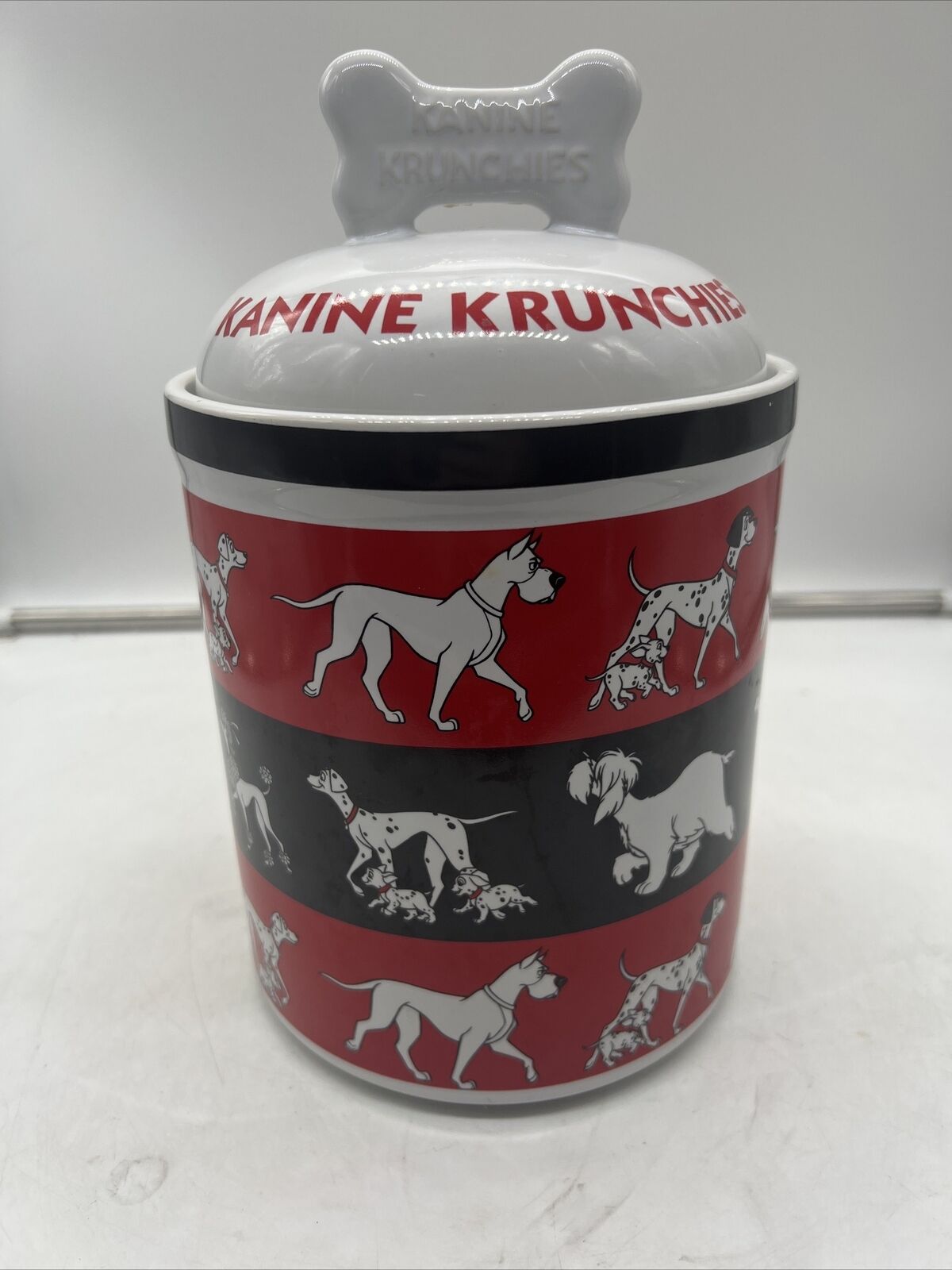 RARE Disney 101 Dalmatians Kanine Krunchies Ceramic Dog Biscuit Cookie Jar