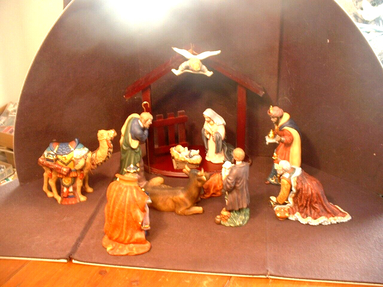 Large 12 Piece Bisque Porcelain Nativity Set