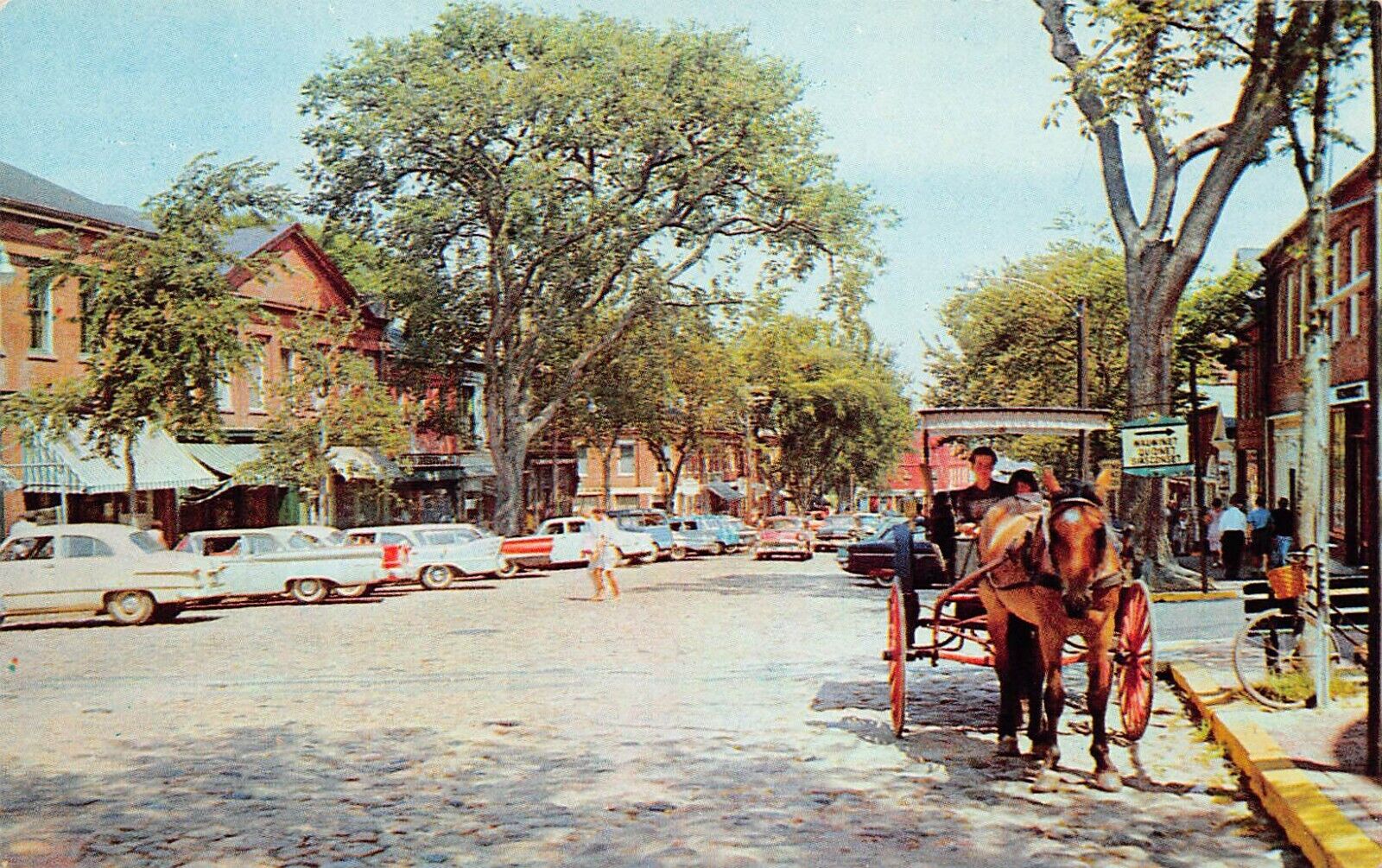 Nantucket Island Main Street MA Massachusetts Downtown 1950s Vtg Postcard A18