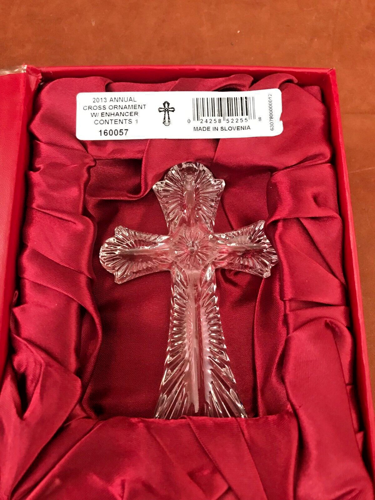 WATERFORD CRYSTAL 2013 Annual Cross Ornament w/ Box, Enhancer Contents & Pouch