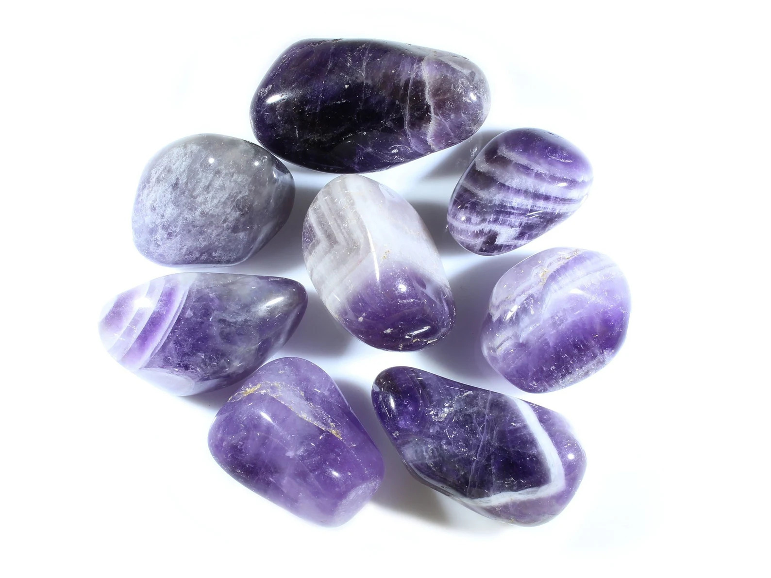 Amethyst Tumbled Gemstones - Banded Stones - Bulk Wholesale Options - 1 LB