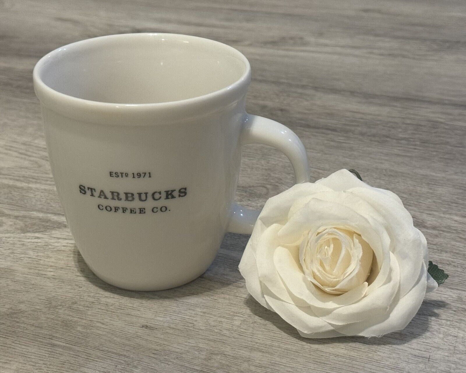 Starbucks Vintage Barista Mug 2001 Ceramic White 16oz Coffee Cup Est 1971 EUC