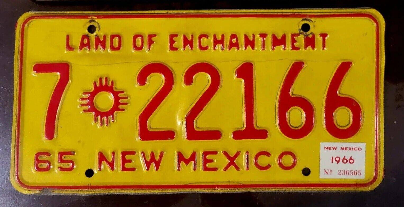  1965 New Mexico Vintage License Plate Land Of Enchantment
