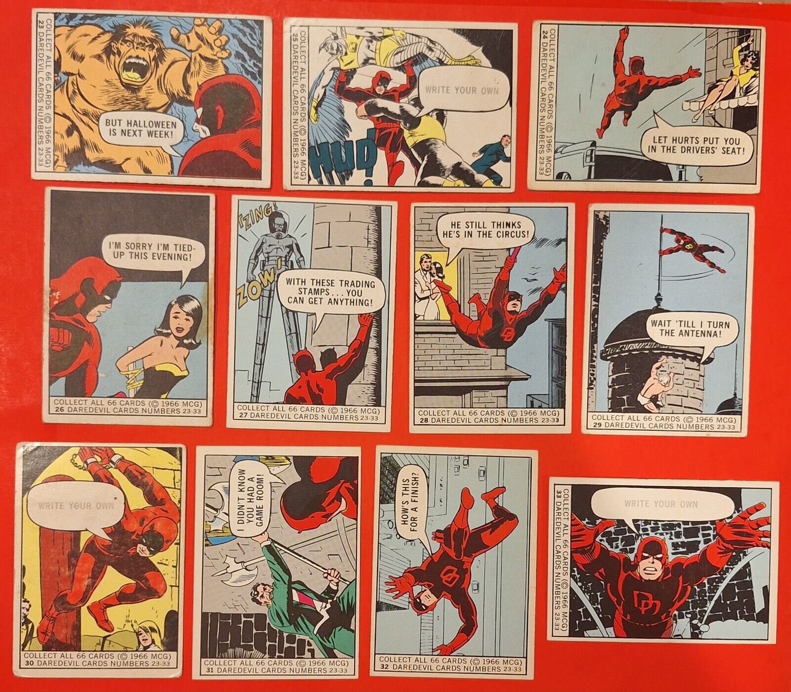 1966 Donruss Marvel Daredevil Complete RC Subset (Lot Of 11) #23-33
