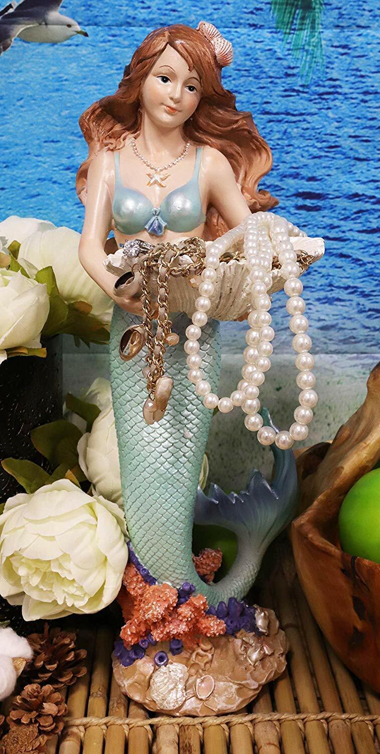 Ebros Gift Under The Sea Mermaid Holding Shell Resin Figurine Dish