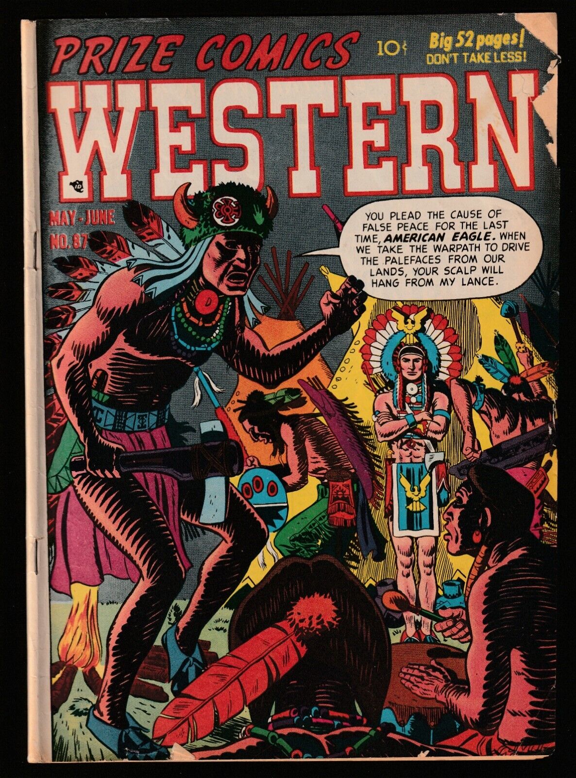 Feature PRIZE COMICS WESTERN No. 87 (1948) Big 52 Pages American Eagle