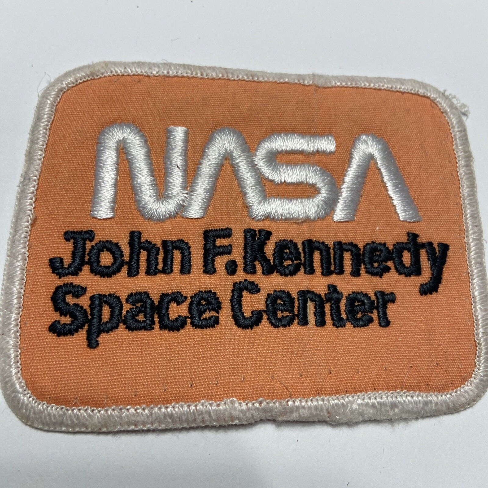 Vintage Nasa Worm Cloth patch John F. Kennedy Space Center VHTF Orange Variant 