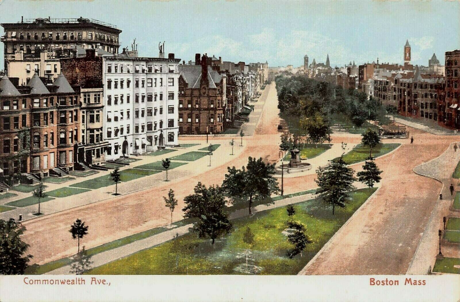 View of Commonwealth Ave., Boston, Massachusetts, Very Early Postcard, Unused 