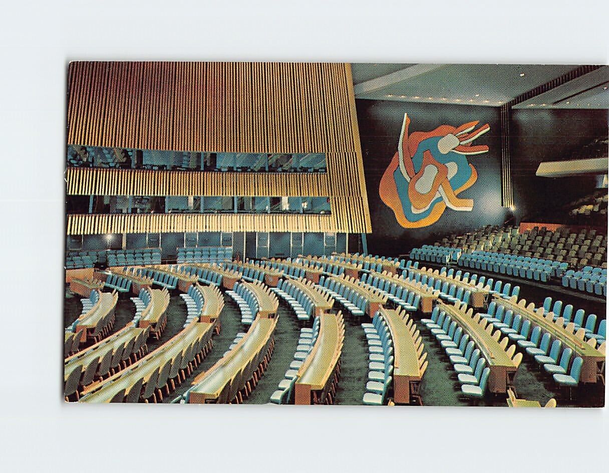 Postcard A view of the General Assembly Hall, United Nations Headquarters, N. Y.