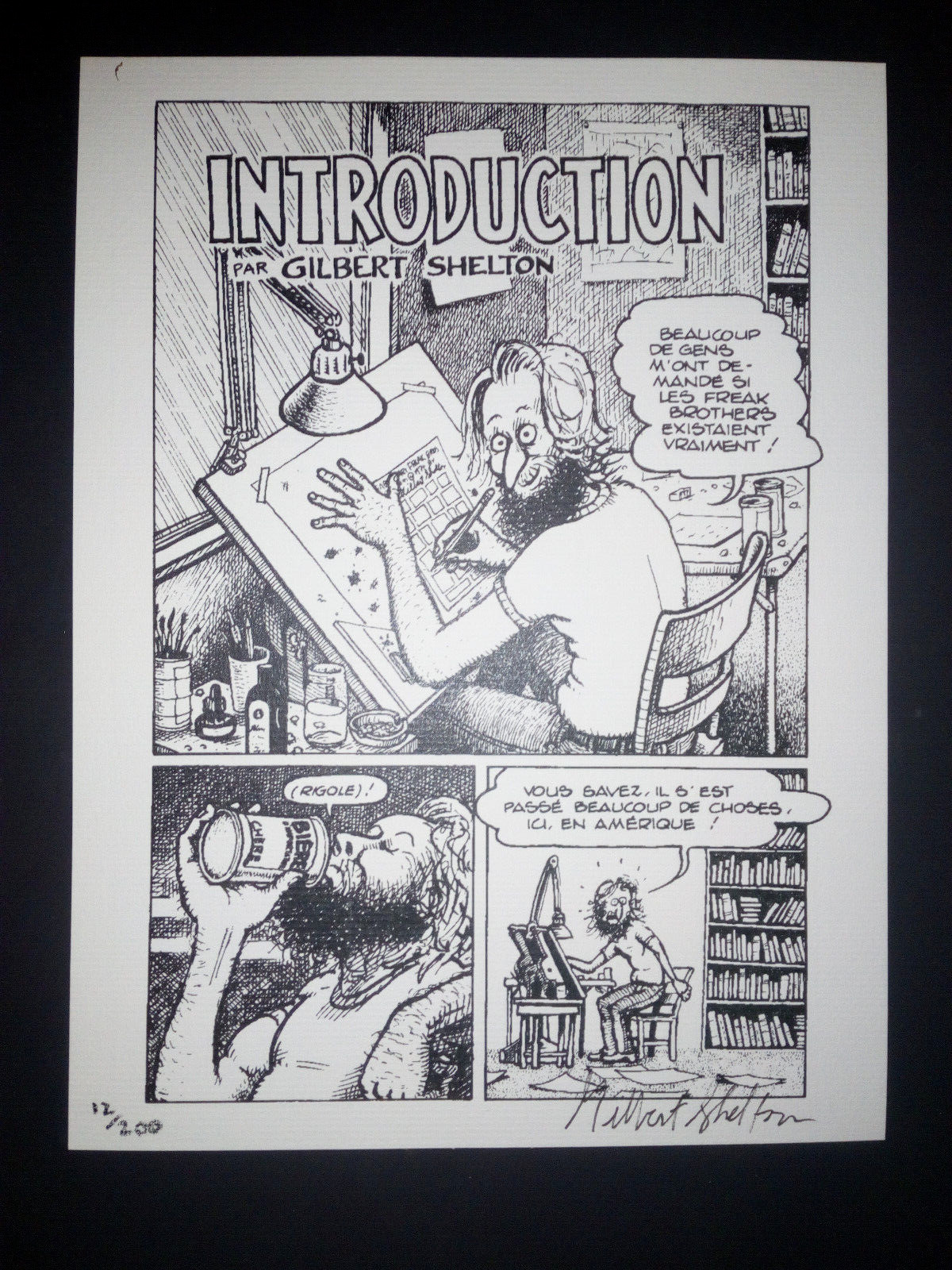 very rare  gilbert shelton hand signed french exclusive print limited to 200 ex
