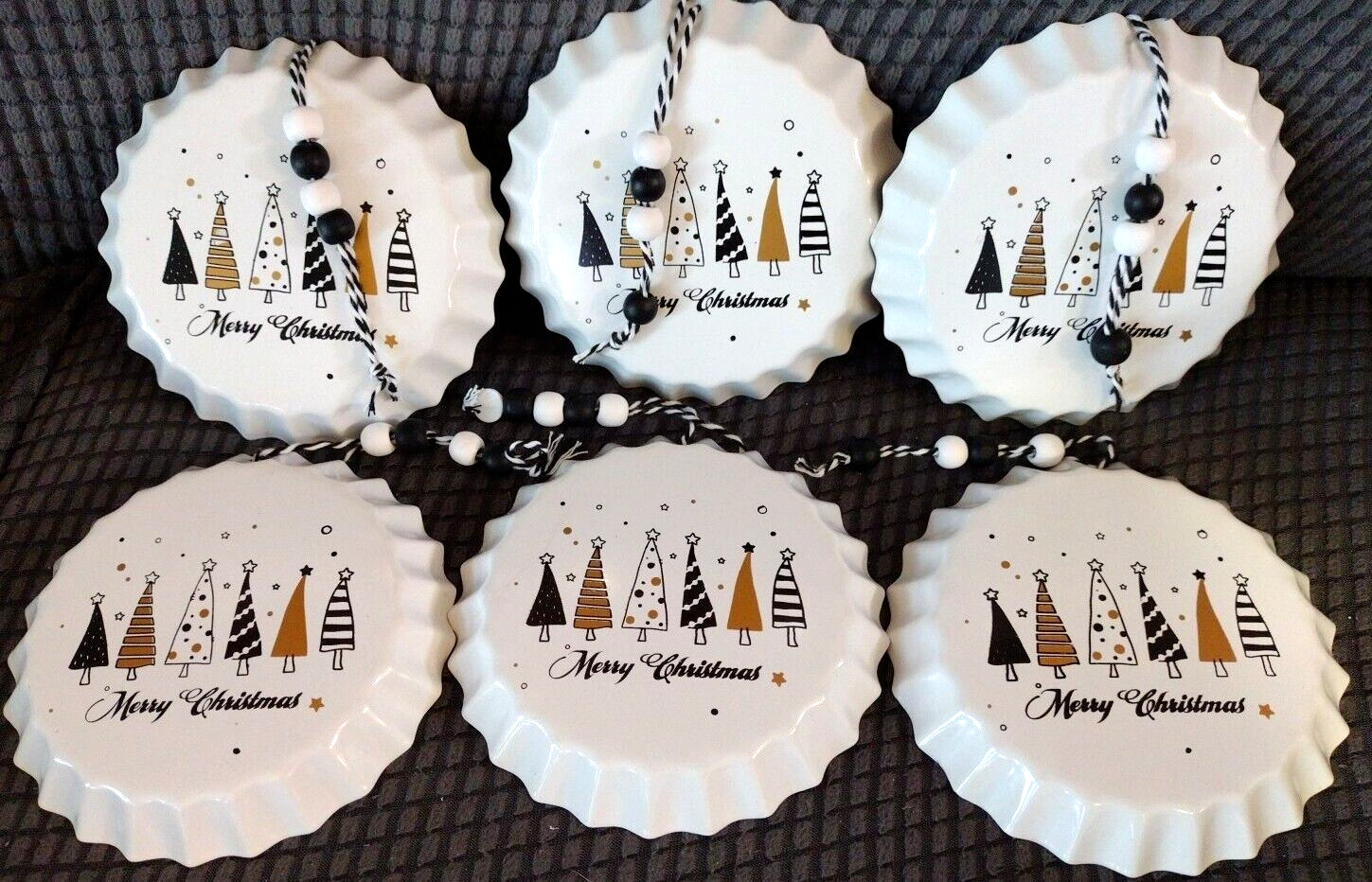 Mini Tart Pan Lot of 6 Metal Scalloped Christmas Ornaments about 5\