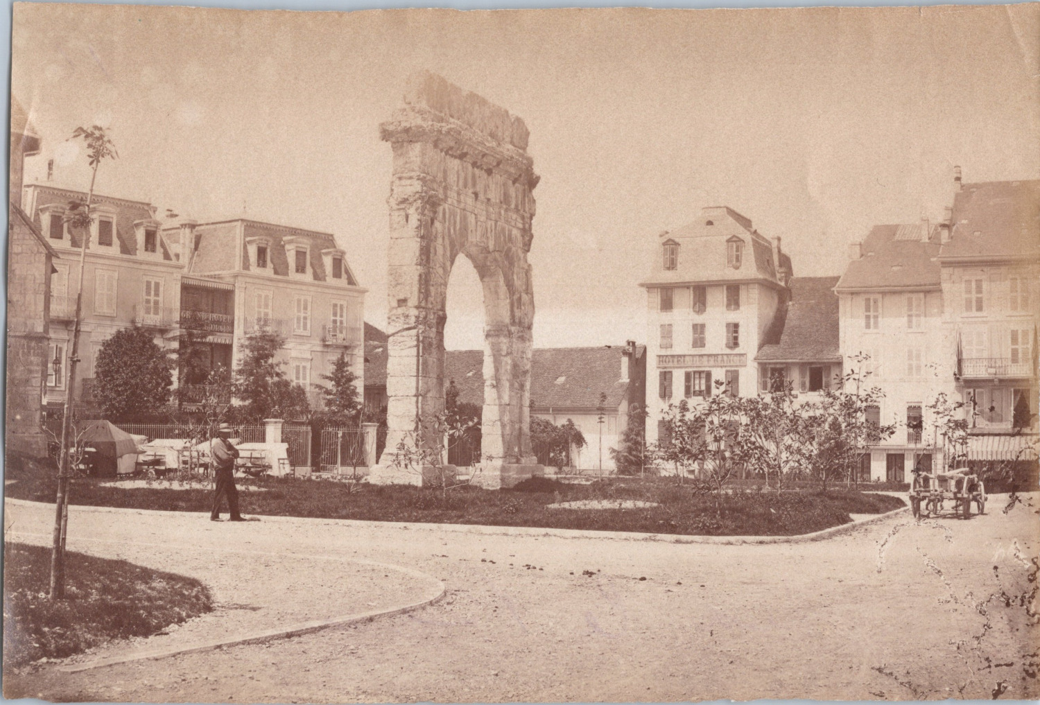 France, Aix-les-Bains, Arc De Campanus, vintage print, ca.1880 vintage print 