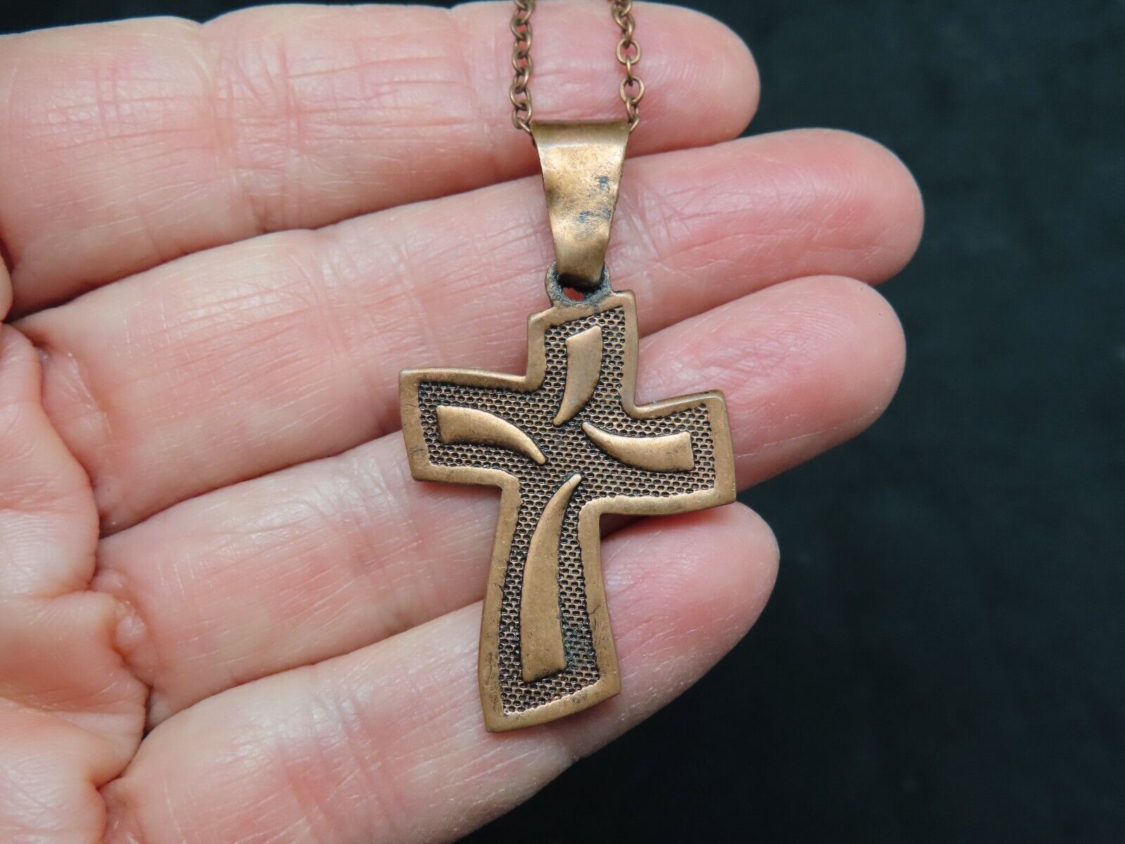 Vintage Brazilian Copper Cross Pendant/Necklace