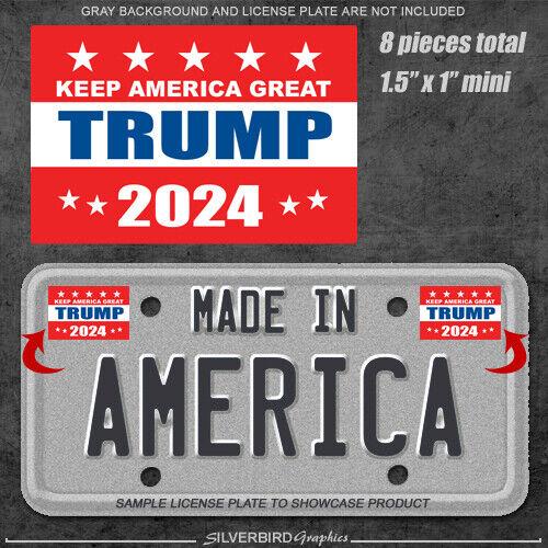 8x Trump president America license plate USA 2024 sticker MAGA hard hat bumper 