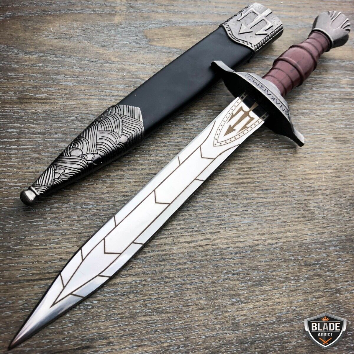 Dark Assassin Medieval Trinity Trident Fixed Blade Renaissance Dagger Knife NEW