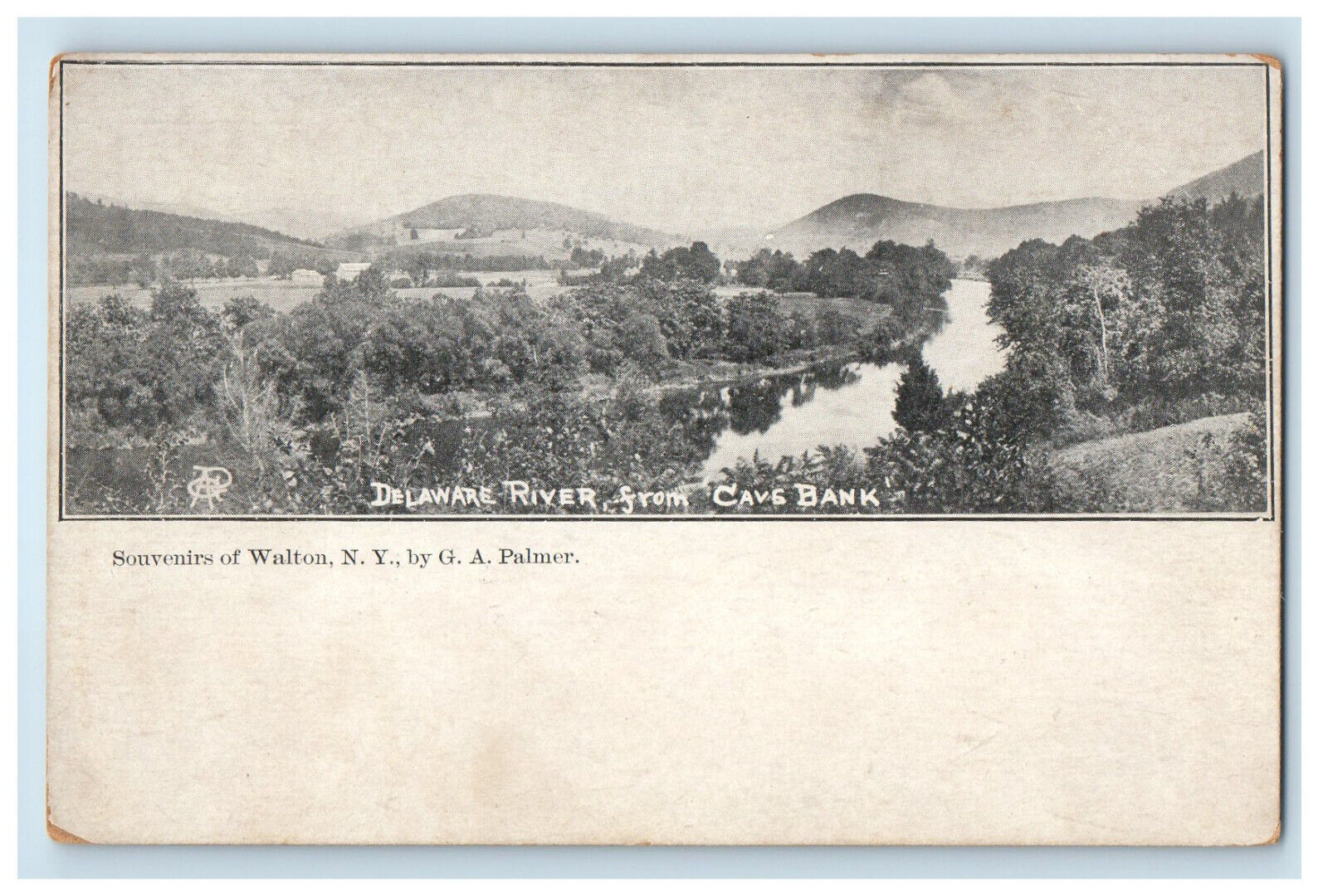 c1900s Delaware River from Cave Bank Souvenirs of Walton NY PMC Postcard