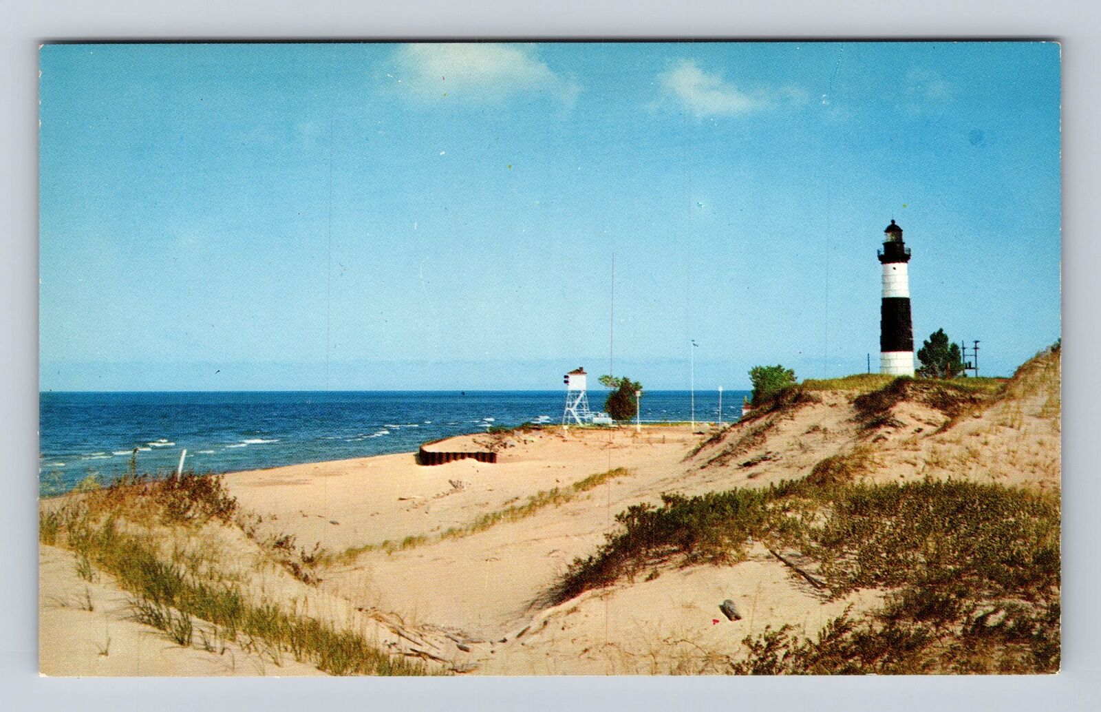 Ludington MI-Michigan, Light House at Lake Michigan, Antique Vintage Postcard