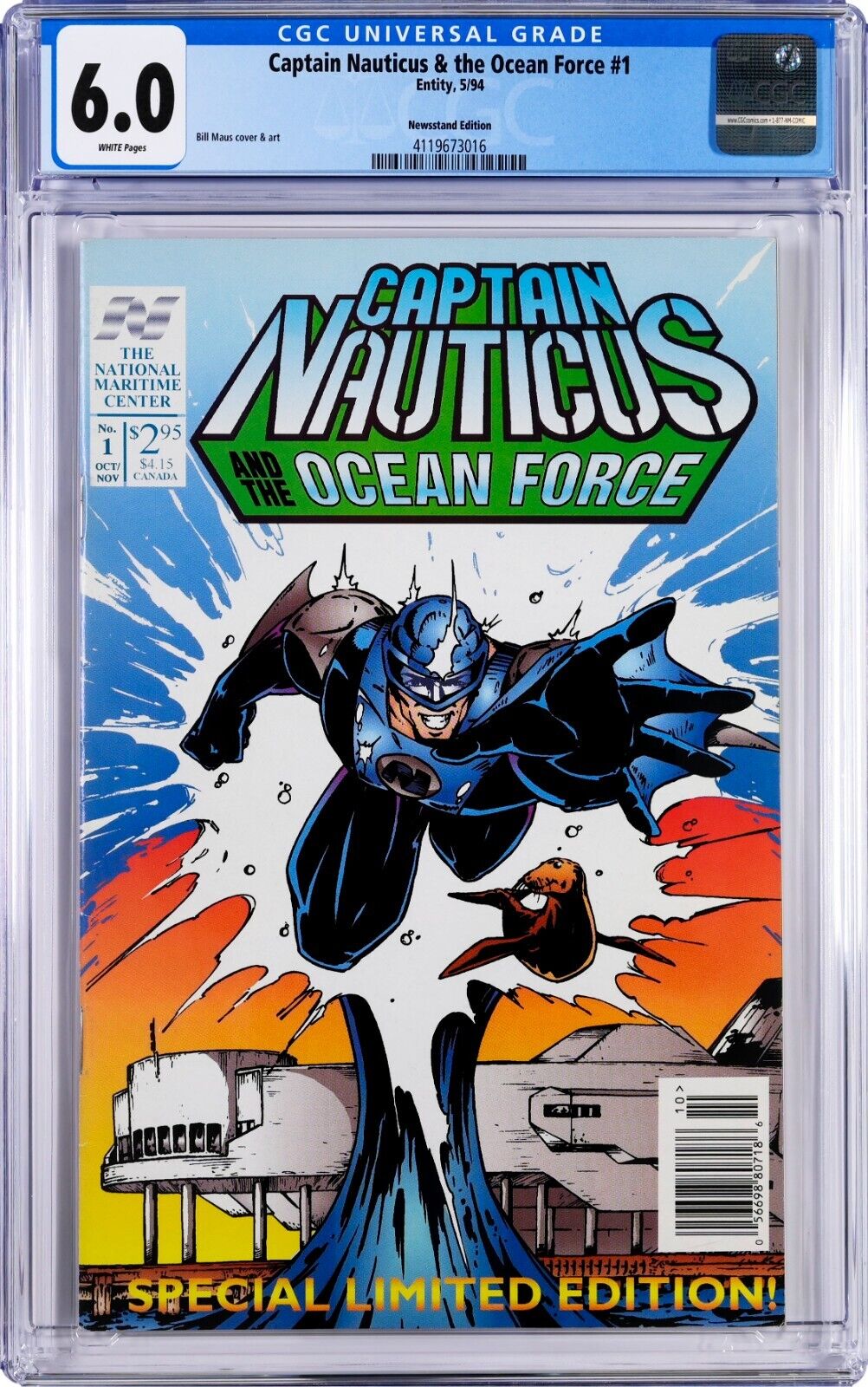Captain Nauticus & Ocean Force #1 CGC 6.0 (May 1994, Entity) Bill Maus Newsstand