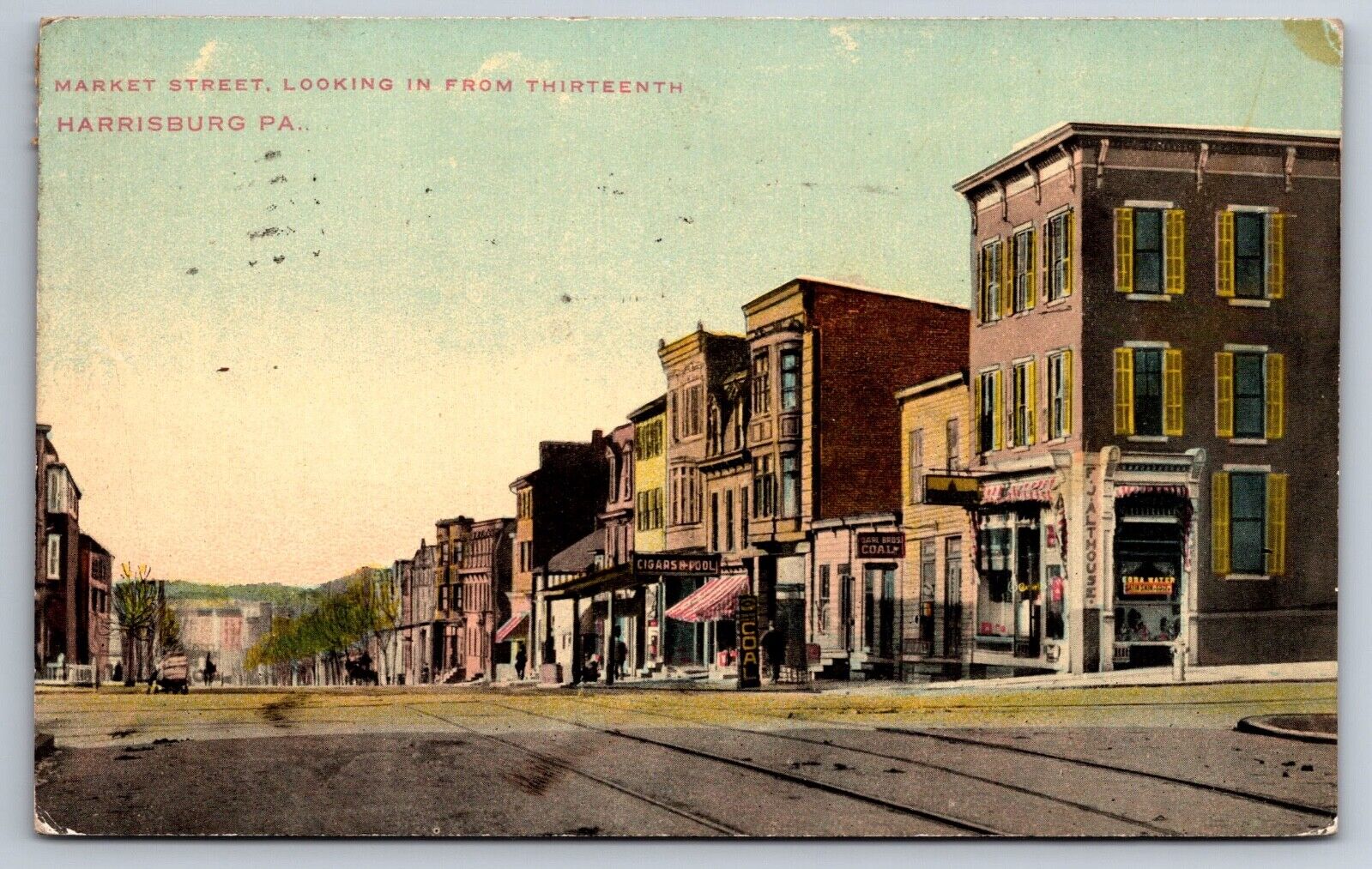Harrisburg PA Pennsylvania Postcard Market Street From Thirteenth Street 