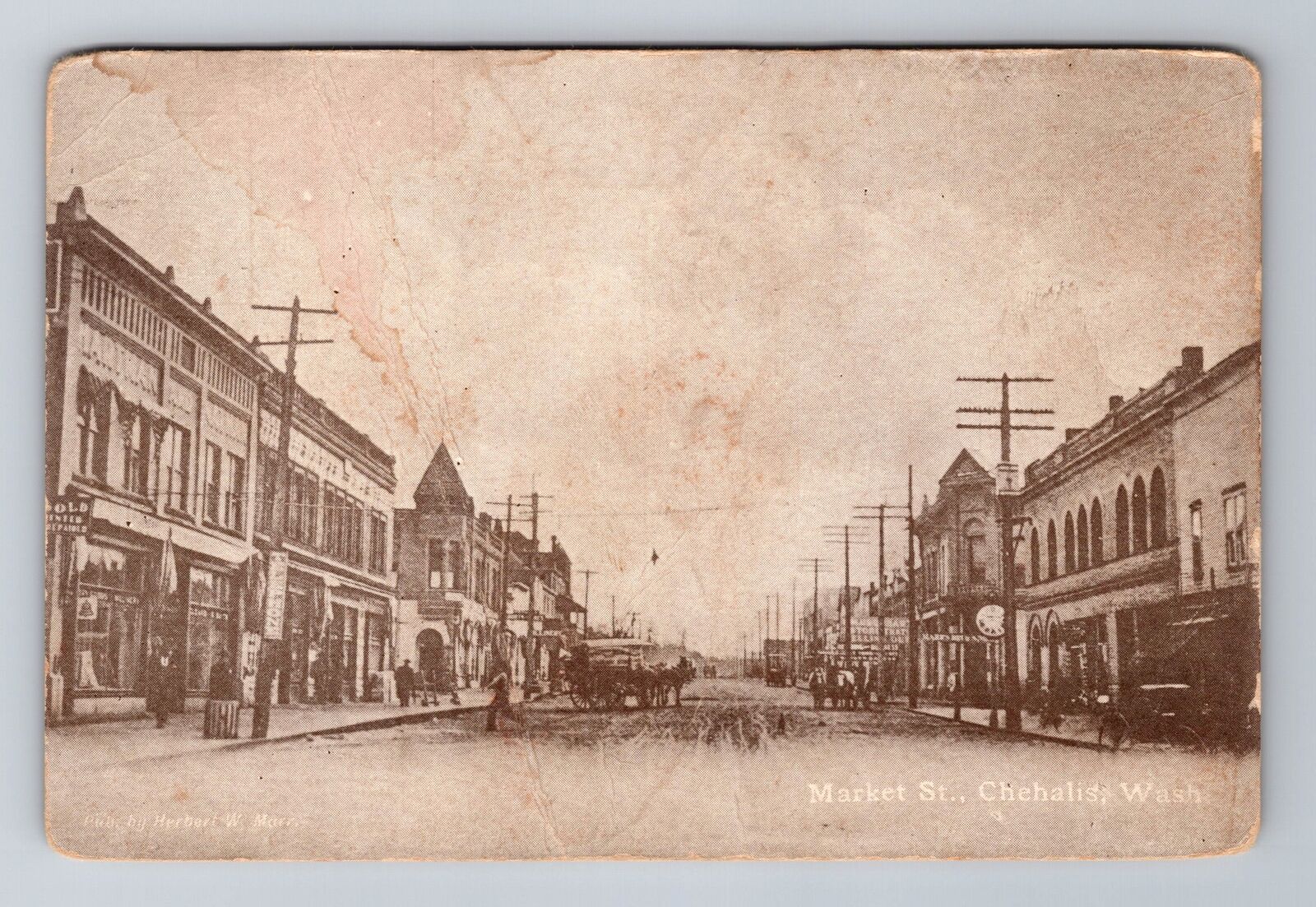 Chehalis WA-Washington, Market St, Antique Vintage Postcard