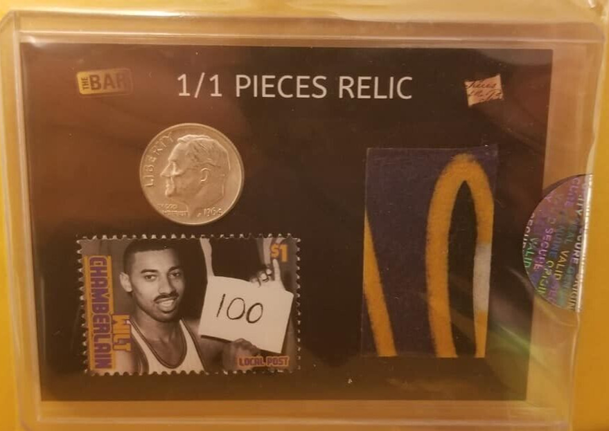 2020 BAR HYBRID RELIC P.O.T.P. WILT CHAMBERLAIN LAKERS PENNANT 100 POINT GAME