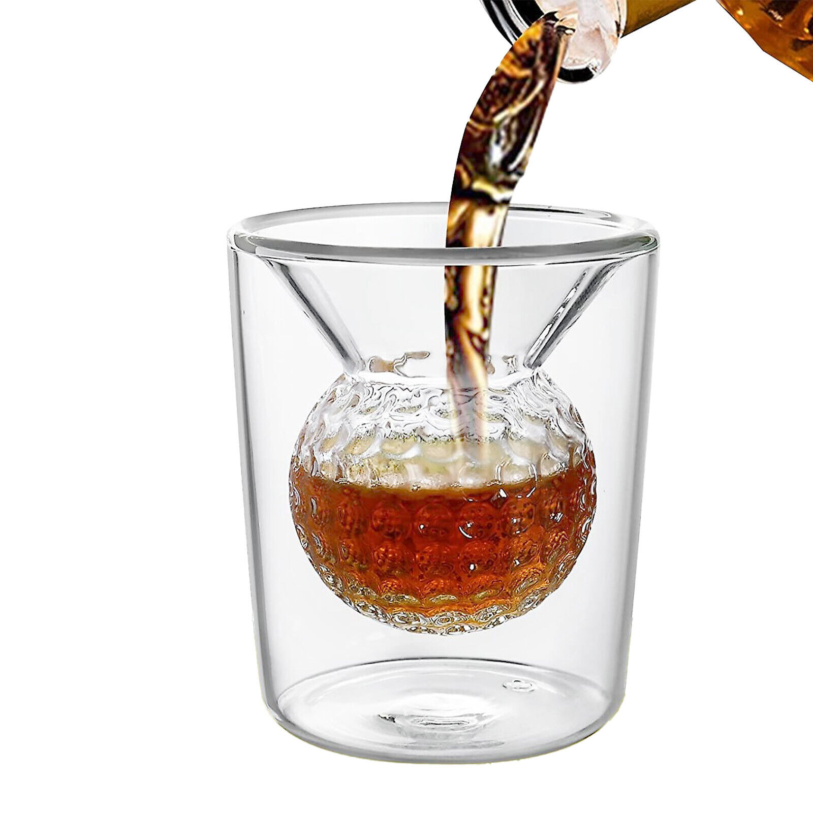 Golf Ball Shot Glasses Round, Clear, Double Walled Glass Cups Glass Shot Cups