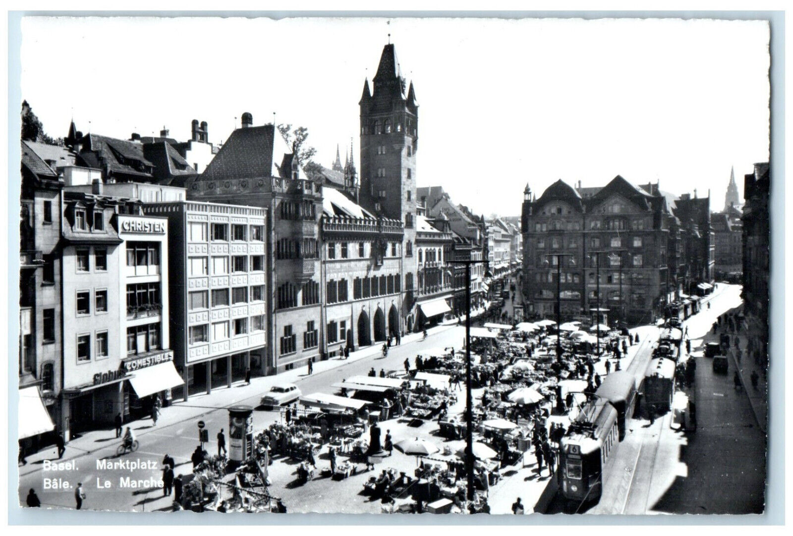c1950\'s Basel Marketplace Bale Le Marche Switzerland RPPC Photo Postcard