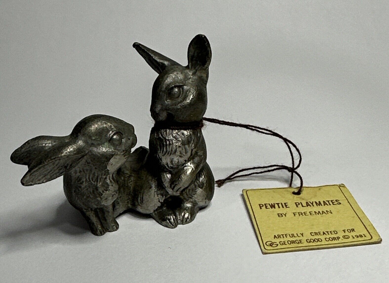 Rabbits 1981 Pewtie Playmates George Good Freeman Pewter Miniature Bunnies (CNN)