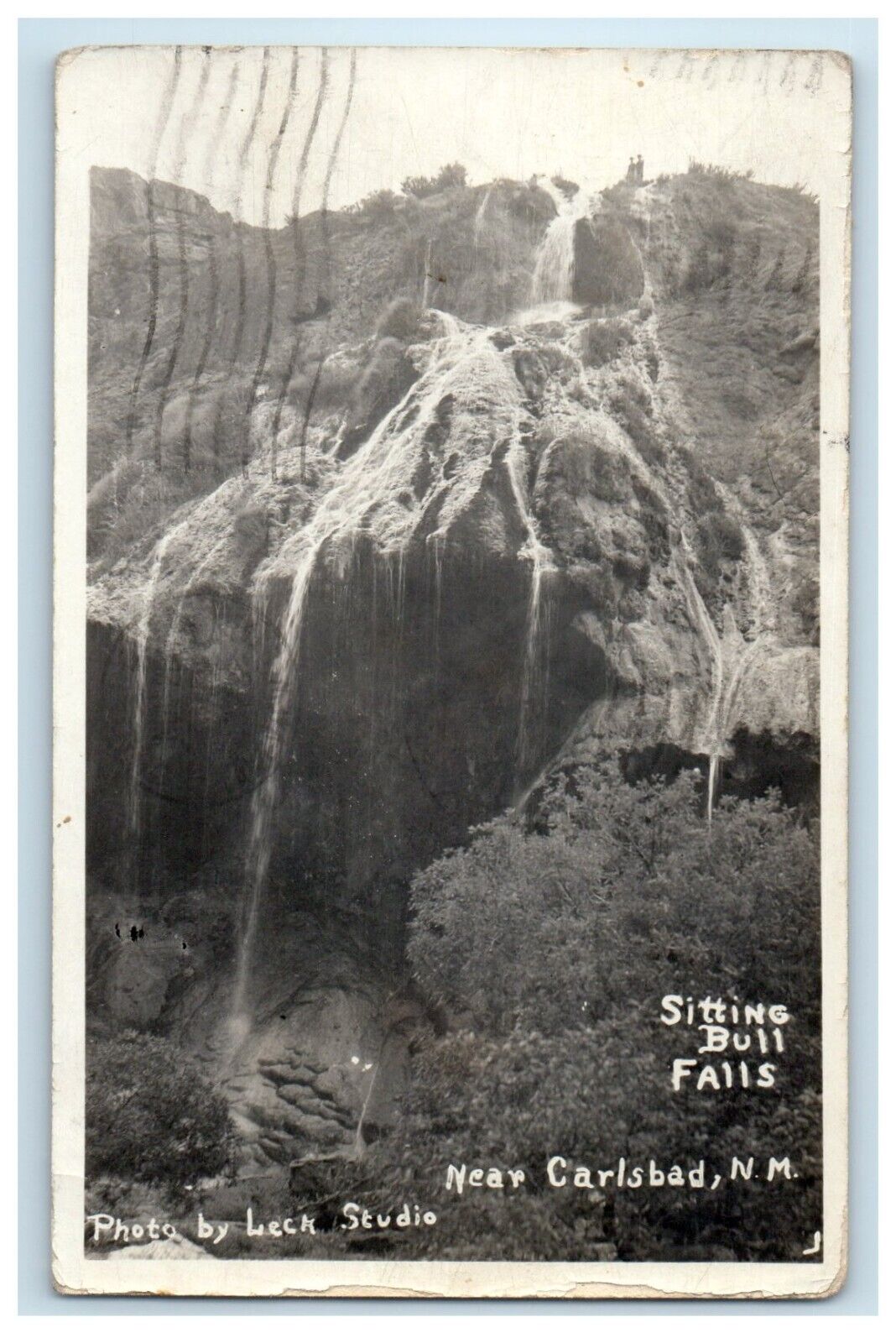 1933 Sitting Bull Falls Near Carlsbad New Mexico NM RPPC Photo Vintage Postcard