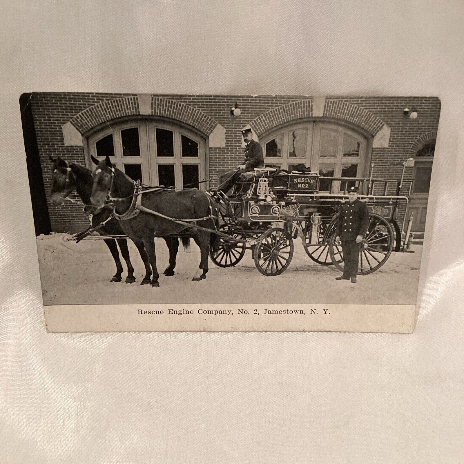 Antique Post Card Fireman’s Rescue Engine Co. 2  Jamestown , N.Y.  1900