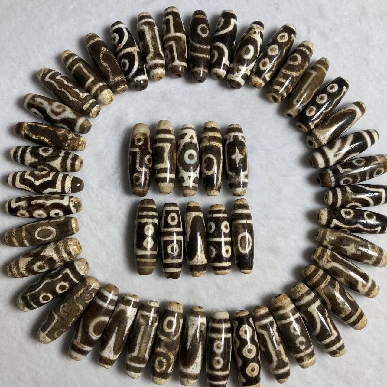 50pcs Antique Magic Tibetan Old Agate *Multiple Patterns* Amulet Dzi Beads D0302