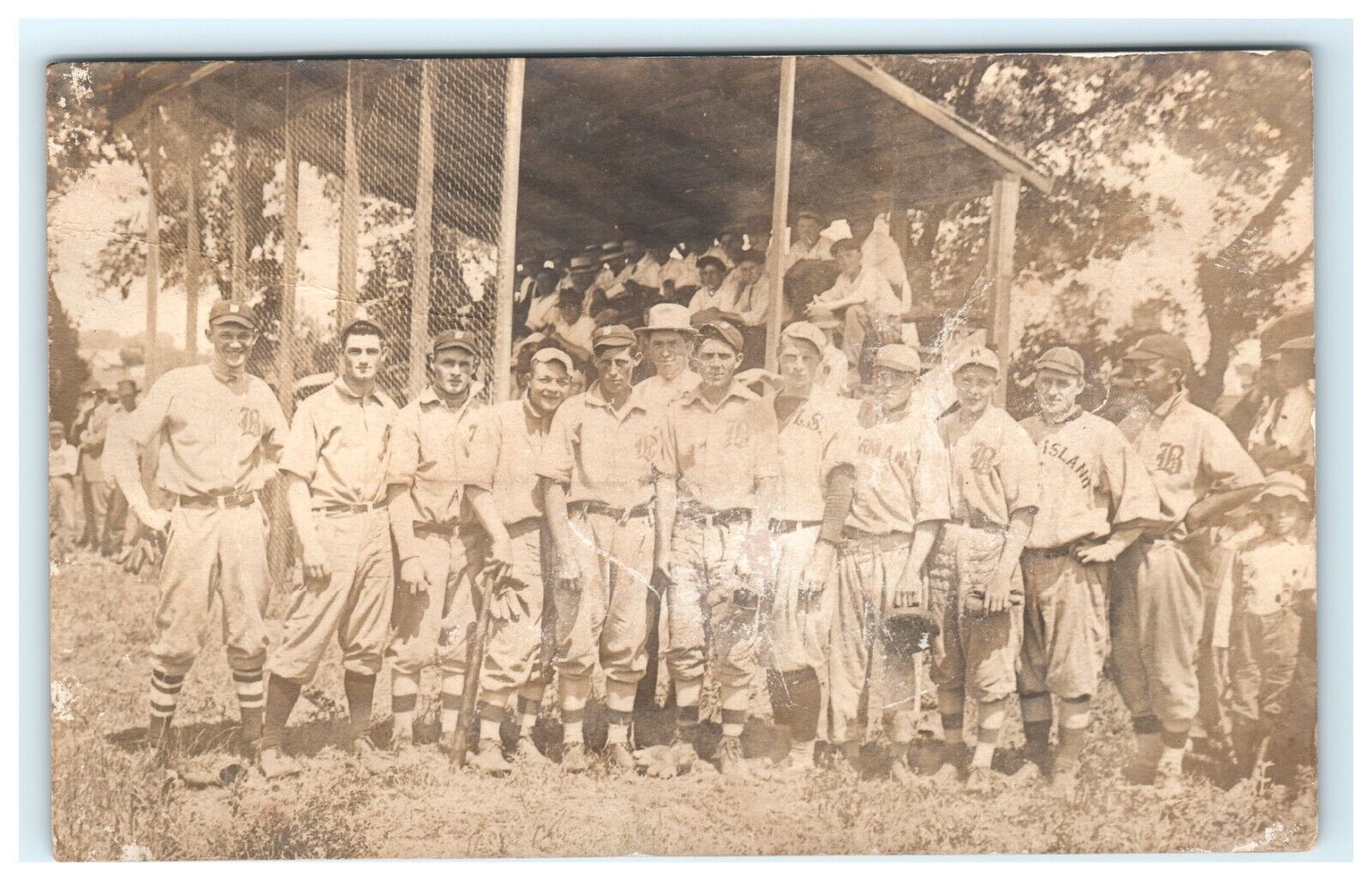 Early Baseball Team RPPC Real Photo Postcard - Damaged