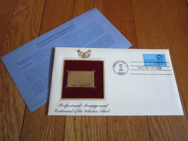 Wharton Business School PA Collectible Centennial Gold Replica US Stamp 1981 
