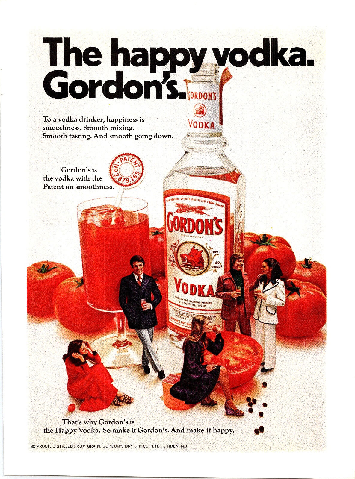 Vintage 1972 Gordon\'s Vodka The Happy Vodka Bloody Mary Print Ad Advertisement