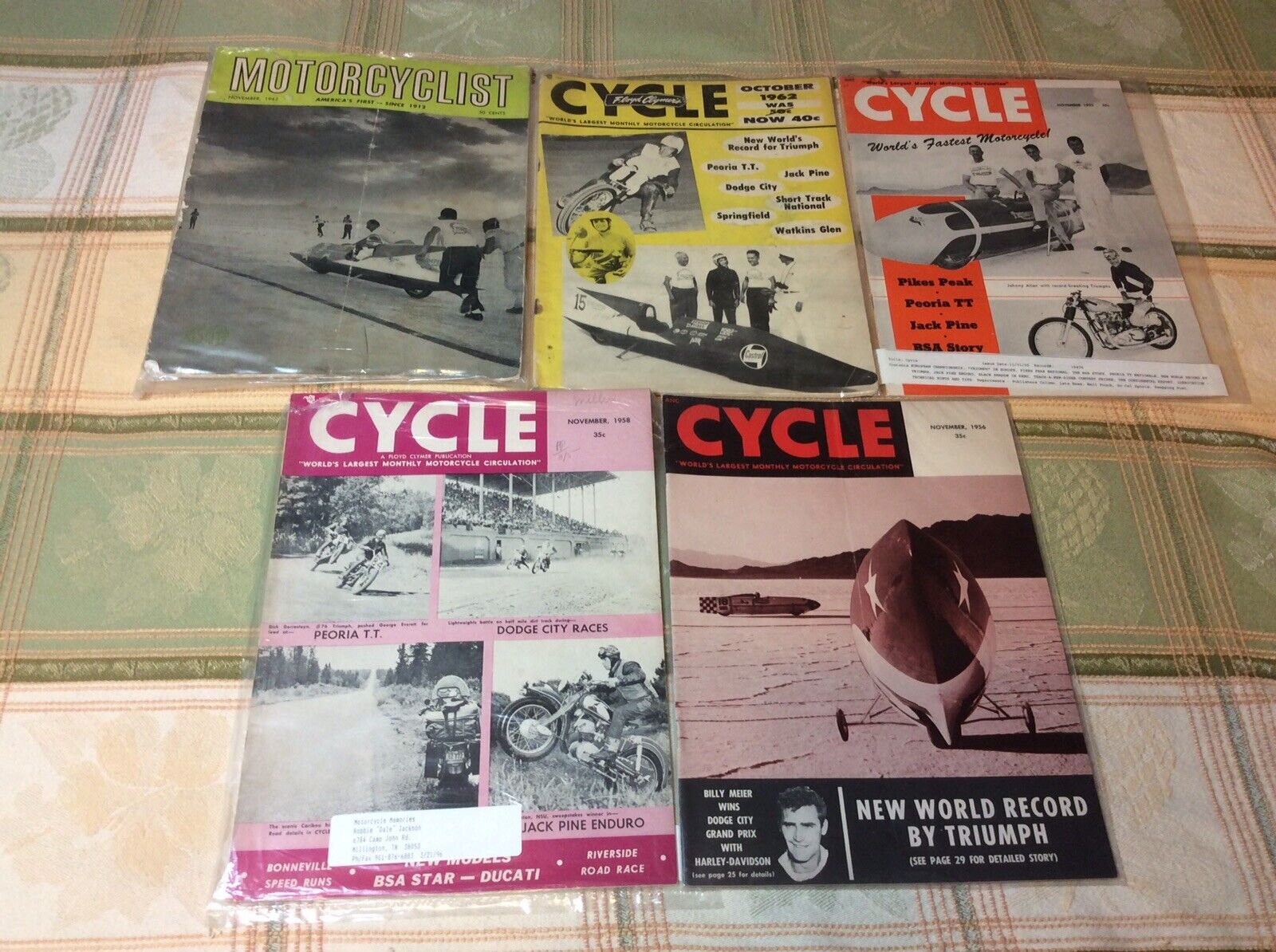 5 Vintage Cycle & Motorcyclist Motorcycle Magazines 1955-1962