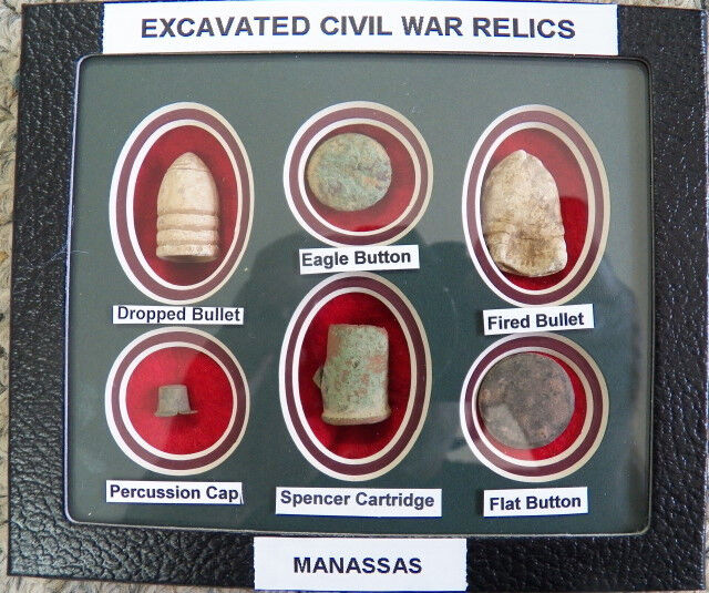 Nice Matted Set Of 6 Identified Excavated Civil War Relics (New)