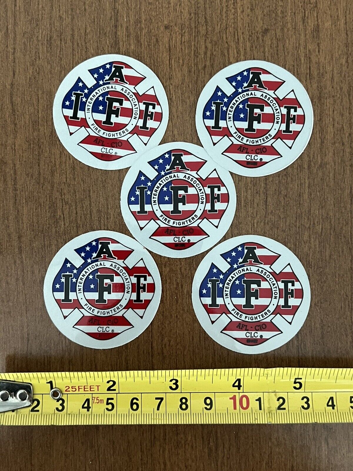 Lot of 5 IAFF FIREFIGHTER Helmet Stickers  DECALS W/ Union Bug  “AMERICAN FLAG”