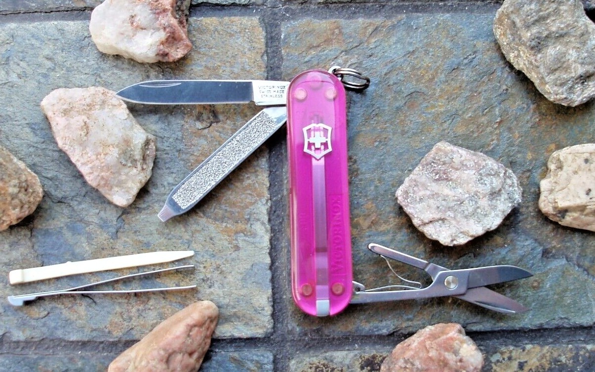 Victorinox CLASSIC SD Pink Translucent Original and Authentic Swiss Army Knife