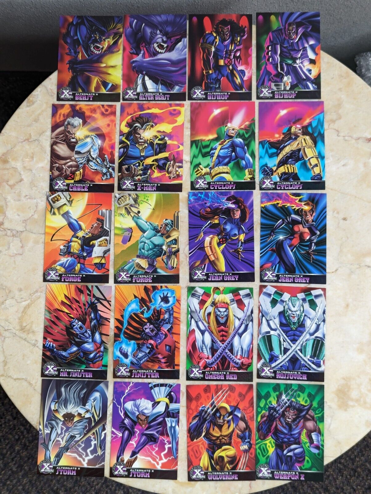 1995 Fleer Ultra X-Men Chromium - Alternate X - Complete Embossed 20 Card Set