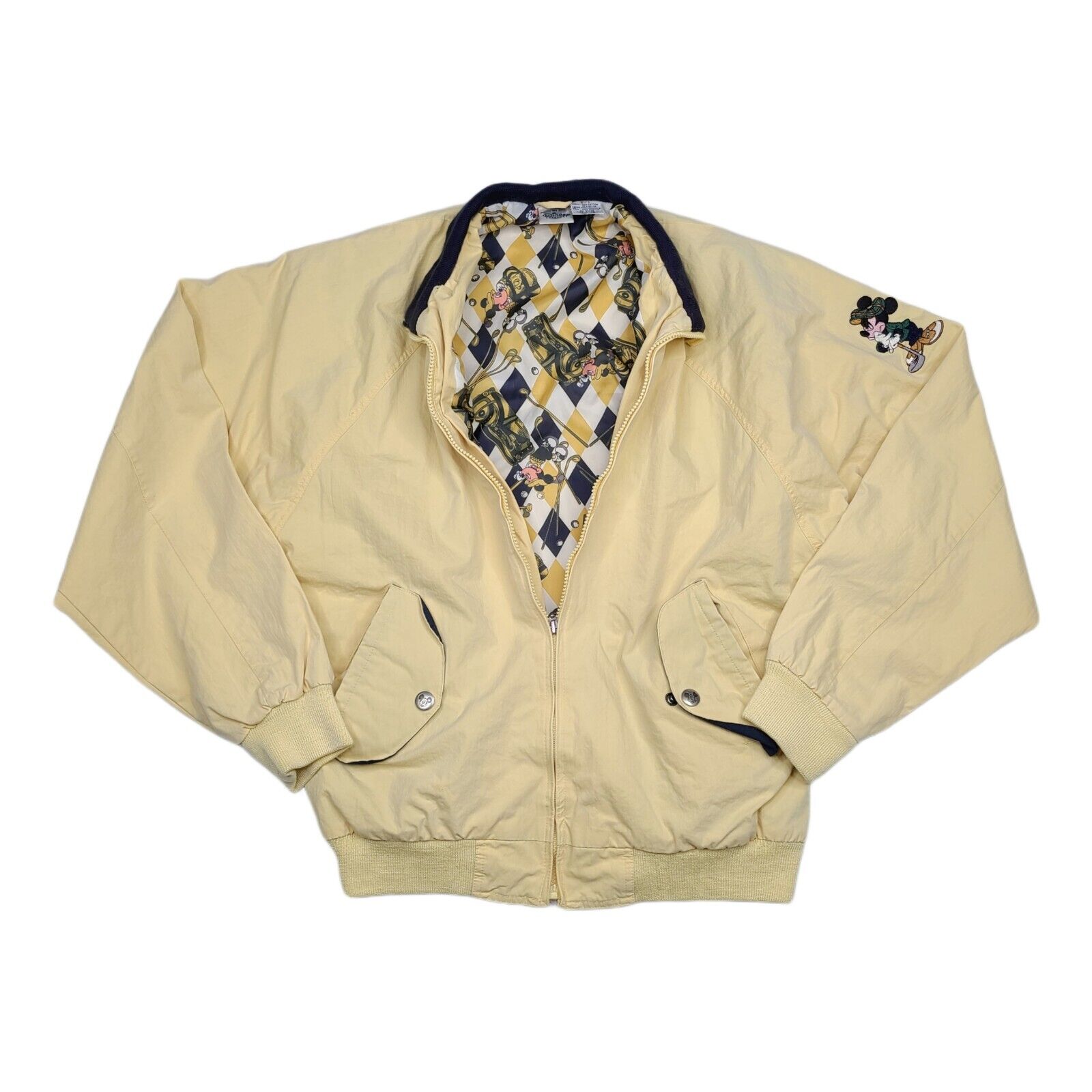 Vintage Disney Catalog Jacket Medium Embroidered Mickey Mouse Golf Yellow 90s 