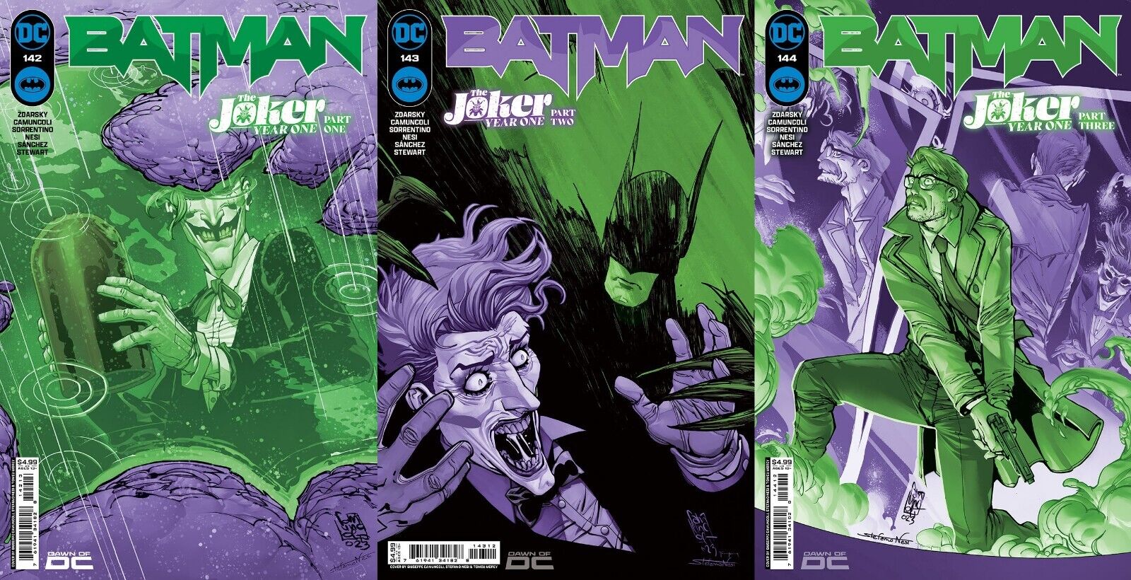 BATMAN 142 143 & 144 GREEN VARIANTS JOKER YEAR ONE SET DC COMICS 2024