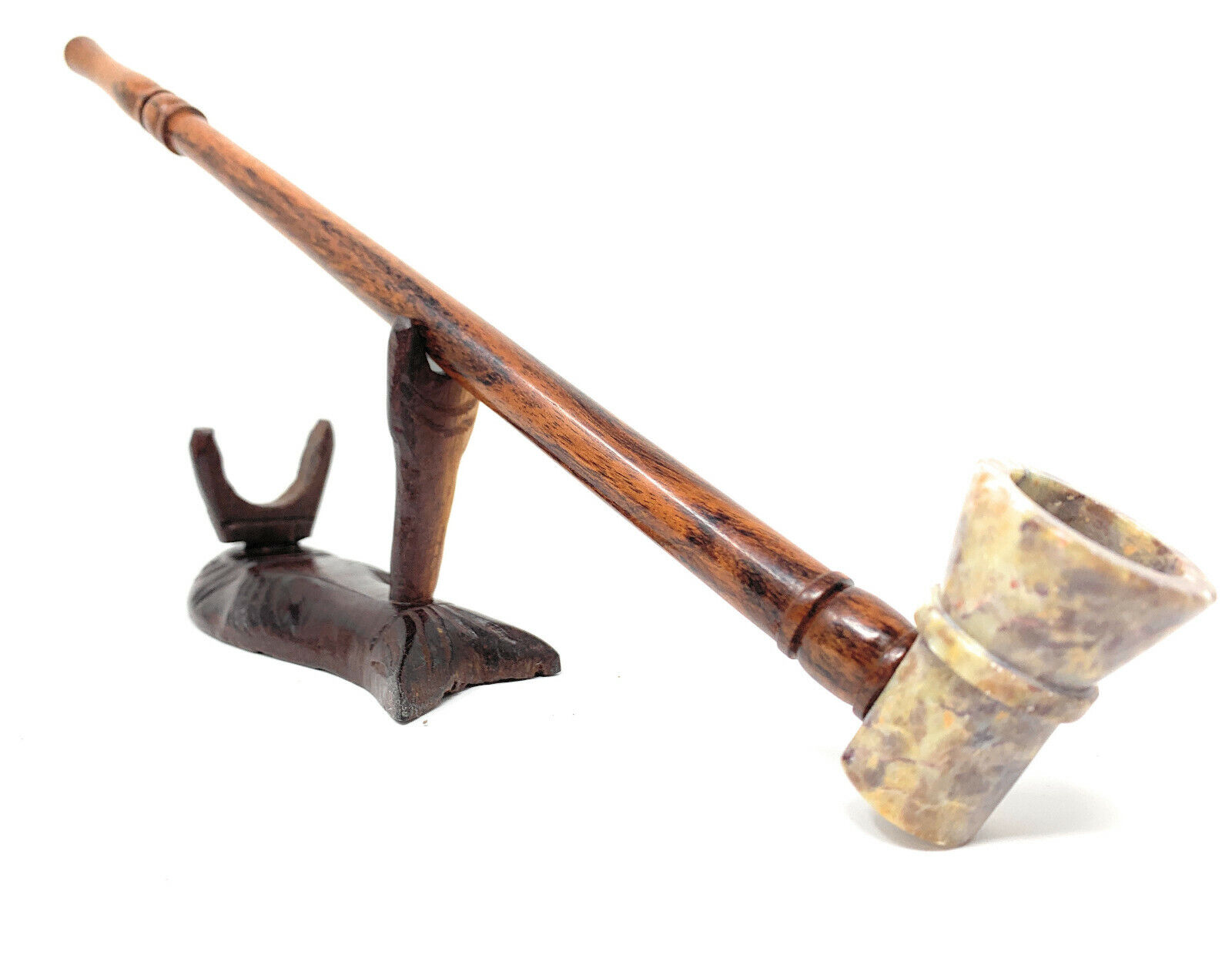 11 inch Long Churchwarden Gandalf Hobbit Pearwood tobacco pipe Stone Cone Bowl 