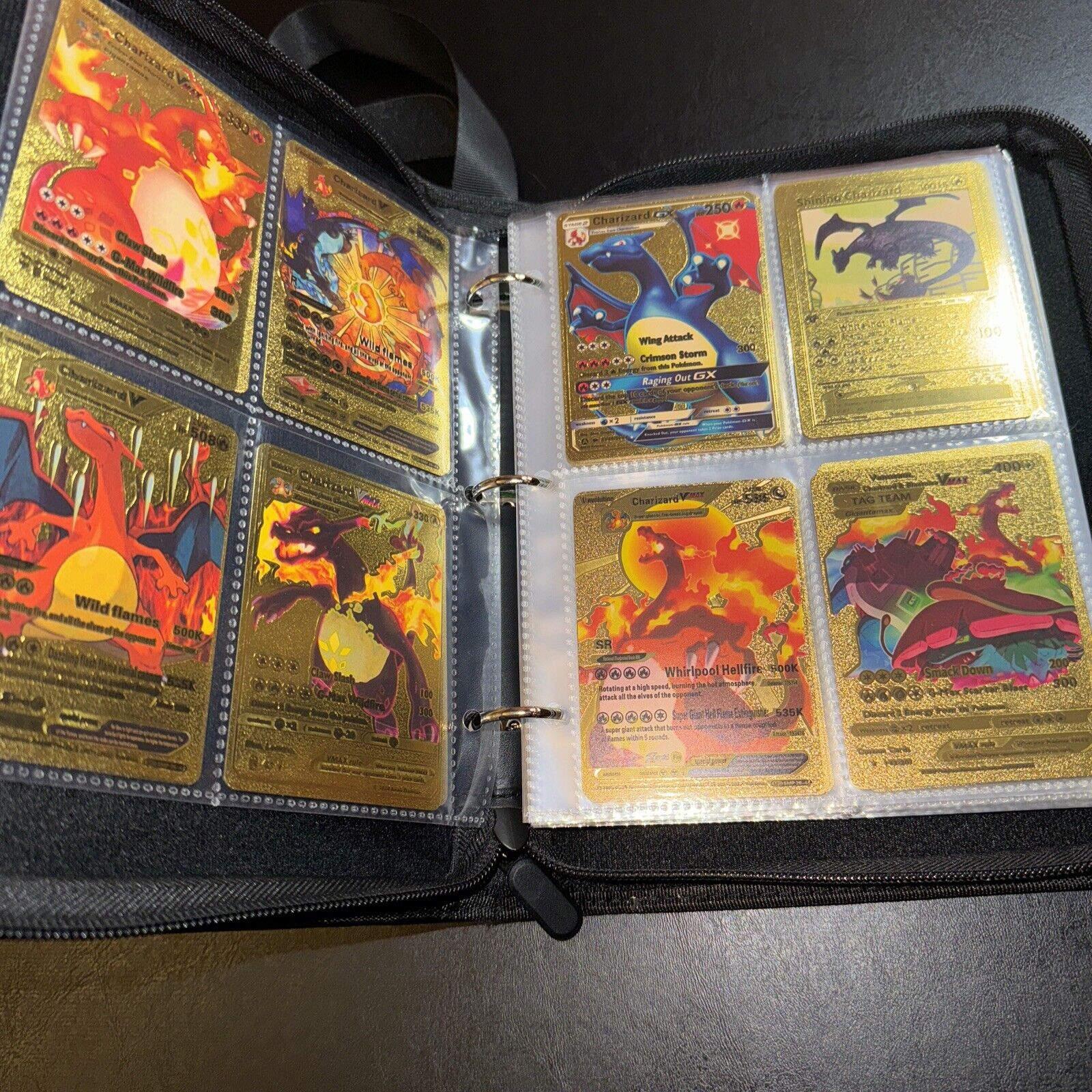 Pokemon Golden Cards TCG Deck Metal Gold Card Set With Charizard Book