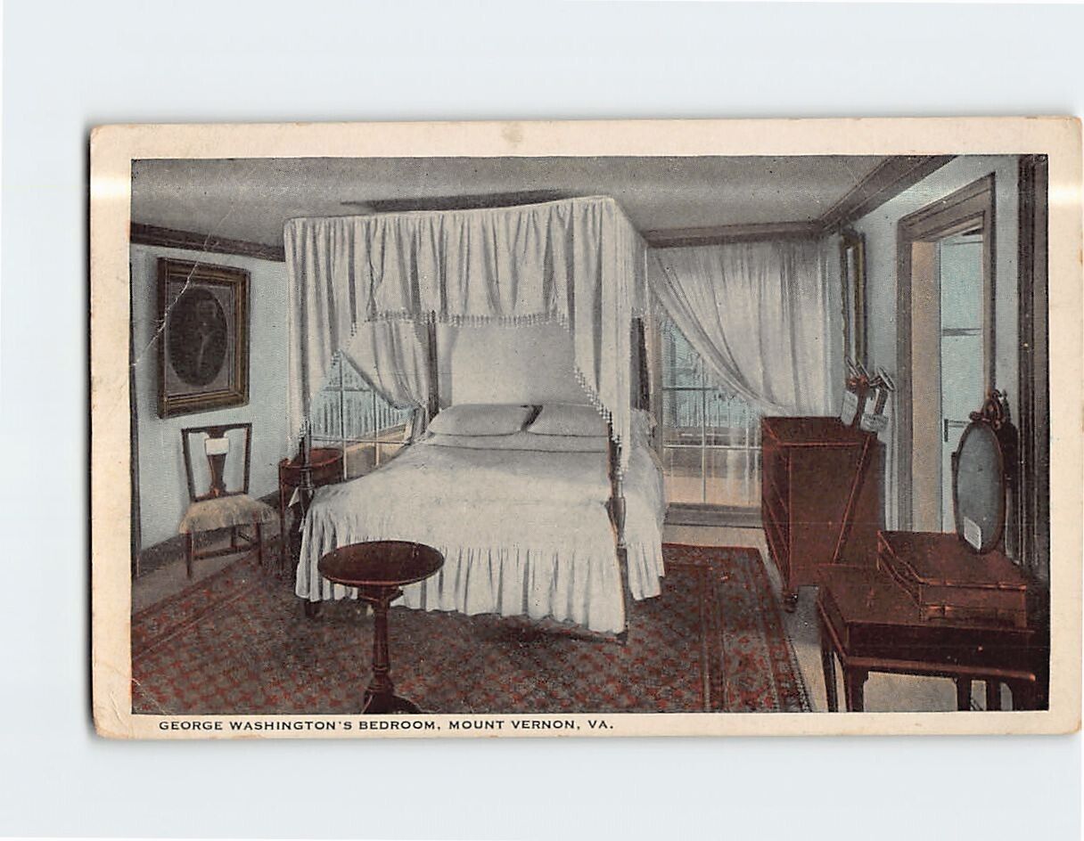 Postcard George Washington's Bed Room Mt. Vernon Virginia USA