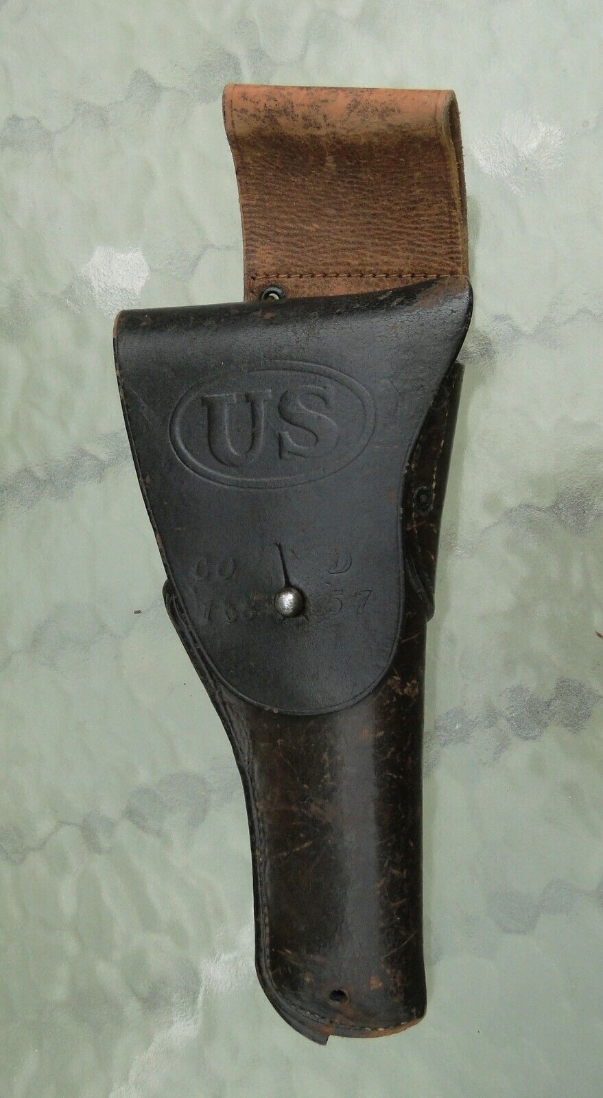 ORIGINAL WW1 U.S. M1916 HOLSTER FOR COLT M 1911 PISTOL - S&R MAKER & UNIT MARKED